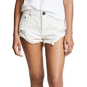 One Teaspoon Worn White Bandit Shorts